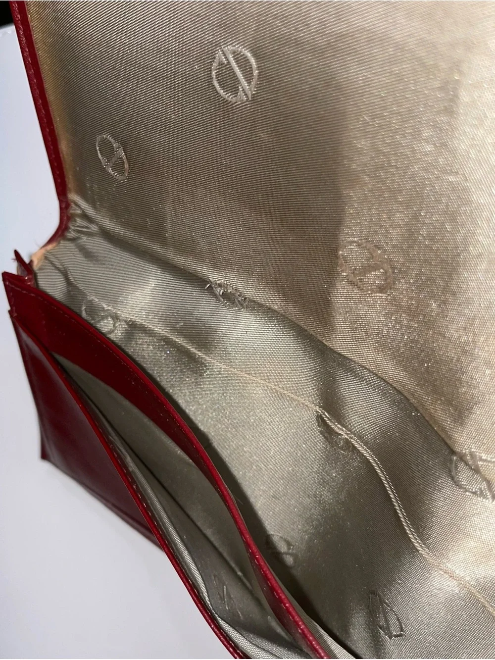 Authentic Vintage Dior Burgundy Embossed Leather Long Wallet